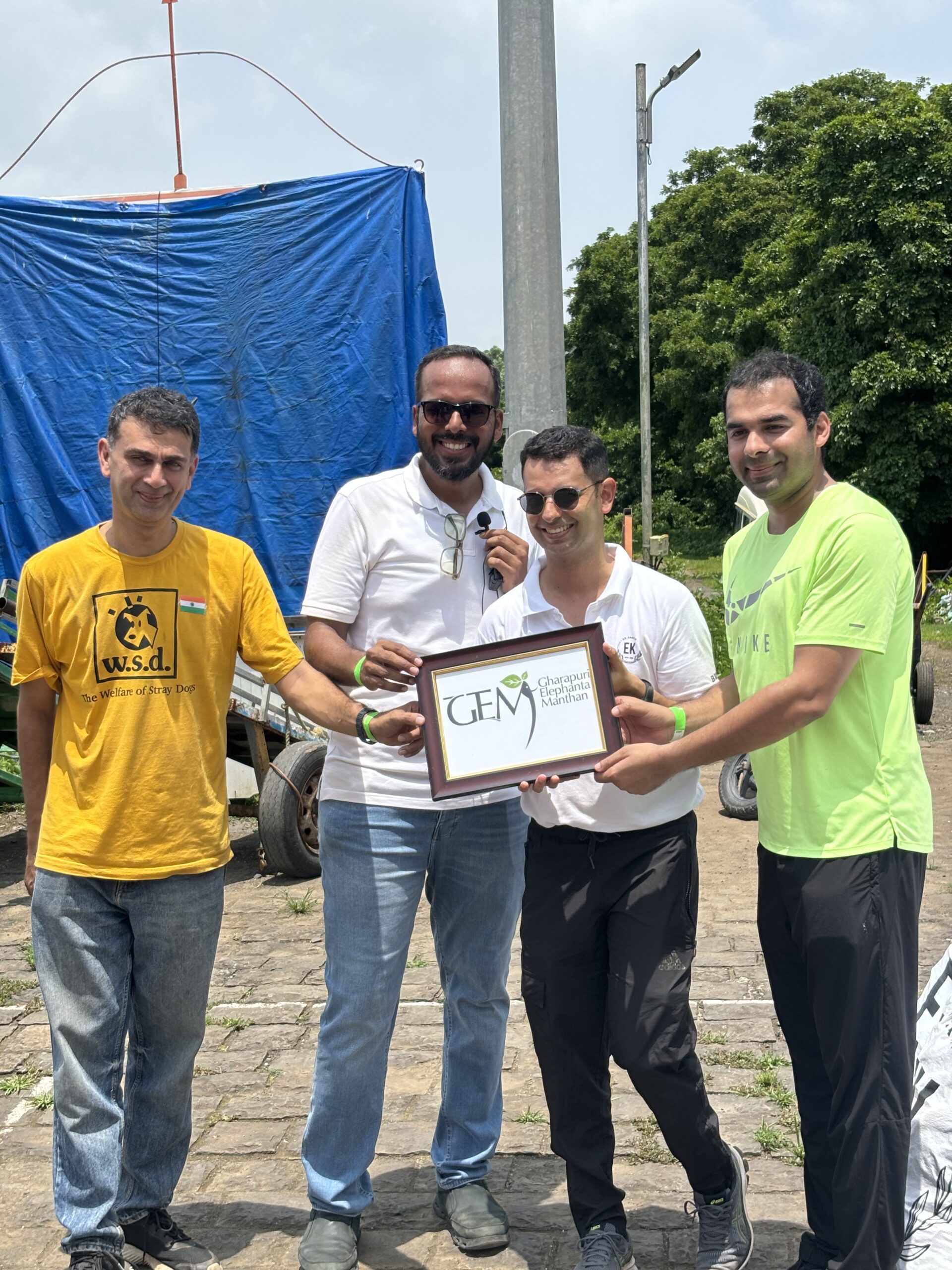 Volunteers participating in beach clean-up on Elephanta Island